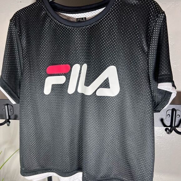 FILA MICHELLE CROPPED MESH TEE shirt jersey size large - Picture 8 of 14